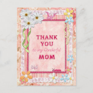 Thank you mom, flowers and butterflies craft card