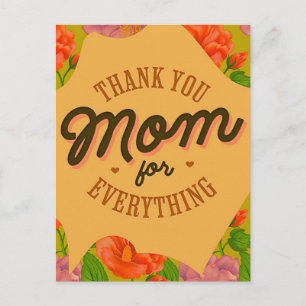 Thank You Mom for Everything Mother's Day Greeting Postcard