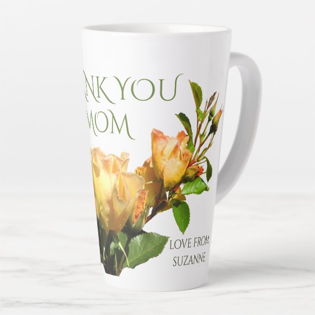Thank You Mom Golden Roses Latte Mug (Right Angle)