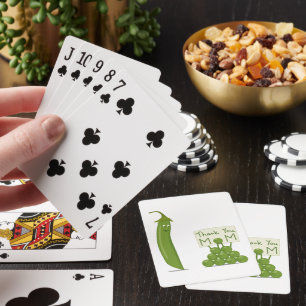 Thank You Mom Greeting with Peapod and Peas Playing Cards