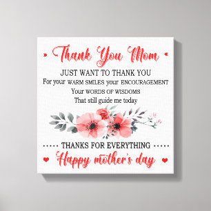 Thank You Mom Happy Mother's Day Canvas Print