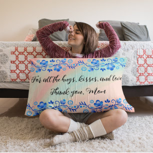 Thank You Mom Pastel Floral  Lumbar Pillow