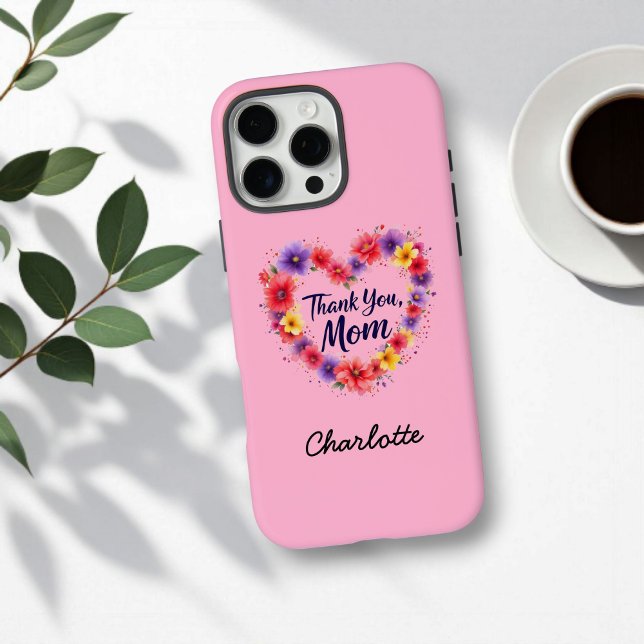 Thank You Mom | Personalized Floral Mother's Day Case-Mate iPhone Case (Creator Uploaded)