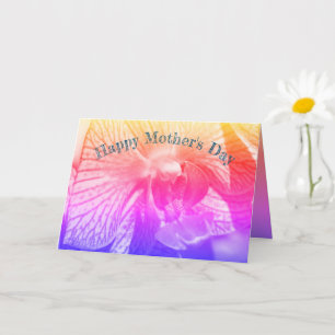 Thank You Mom Rainbow Orchid Flower Mother's Day  Card
