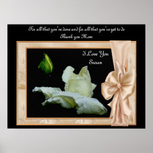 Thank You Mom Rosebud Personalized Poster Print