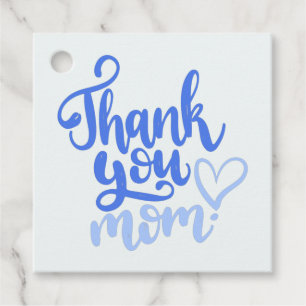 Thank You Mom with Heart Blue Gift Tags