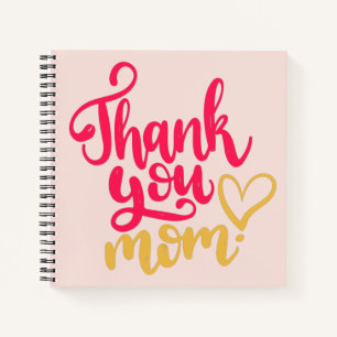 Thank You Mom with Heart Pink Notebook