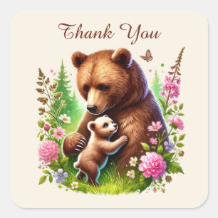 thank you Momma bear baby Square Sticker