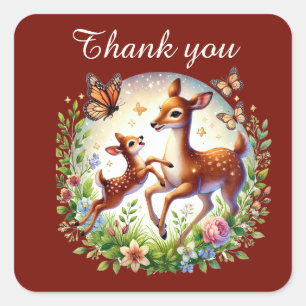 Thank you Mommy baby deer  Square Sticker