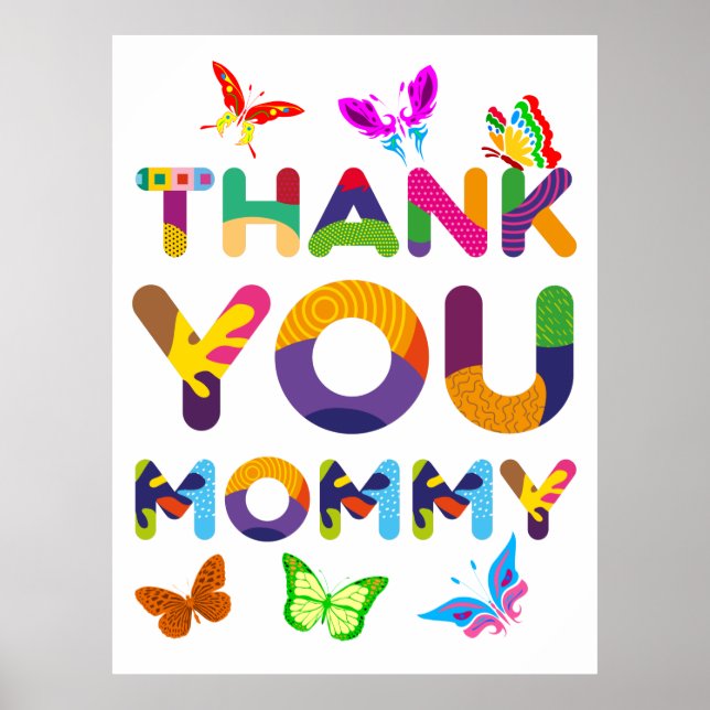 Thank You Mommy Colorful Poster (Front)