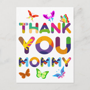 Thank You Mommy Colourful Postcard
