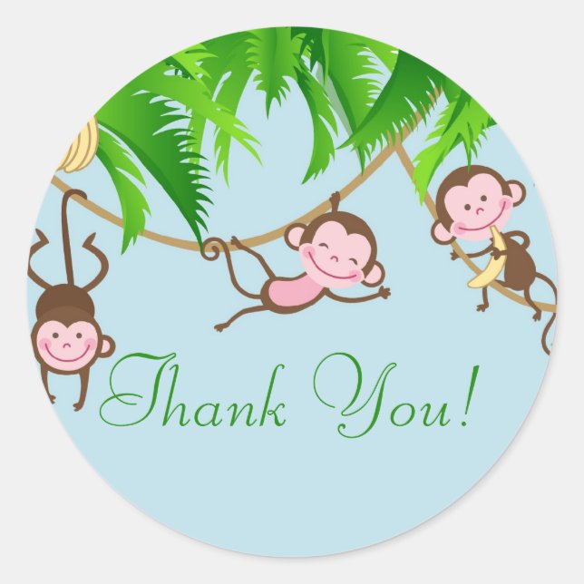 Thank You Monkeys Baby Shower Sticker (Front)