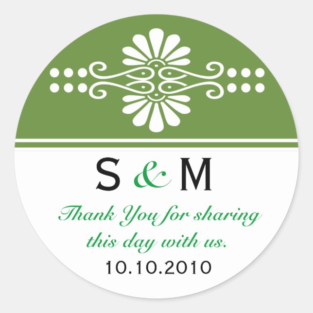 Thank You Monogram Wedding Favour Labels (Front)