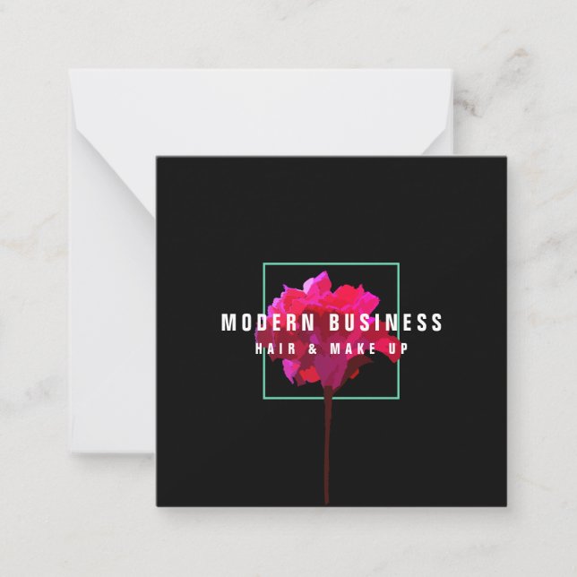Thank You Moody Fuchsia Teal Pink Flower Business Card (Front)