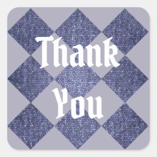 Thank You Mosaic Blue Diamond Pattern Appreciation Square Sticker