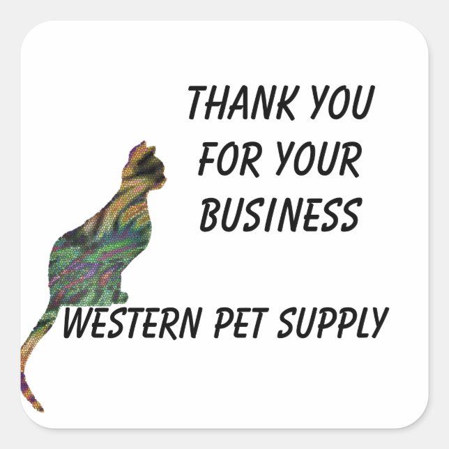 Thank You Mosaic Stripe Cat Business Appreciation Square Sticker (Front)