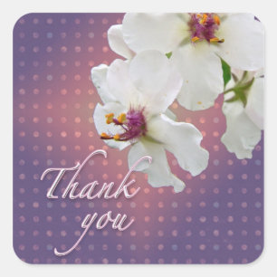 Thank You Moth Mullein Wildflower Square Sticker