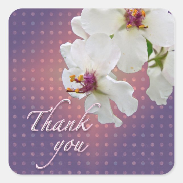 Thank You Moth Mullein Wildflower Square Sticker (Front)