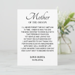 Thank you Mother of the Groom Card,To My Mother Card