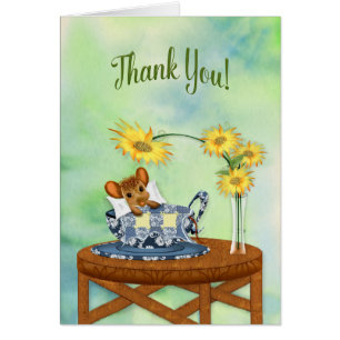 Thank You - Mouse in Tea Cup Resting