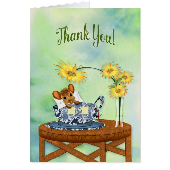 Thank You - Mouse in Tea Cup Resting (Front)