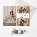 Thank You Multi Photo Collage Wedding<br><div class="desc">Showcase your love and gratitude with this stunning Multi-Photo Collage Wedding Thank You Card. Designed for couples who want to highlight their favourite moments from their wedding day, this card features a collage of three cherished photos on the front, paired with a heartfelt message and your names. The back of...</div>