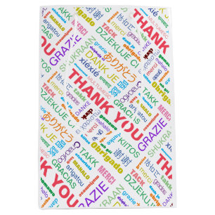 Thank You Multicolor Multilingual Medium Gift Bag