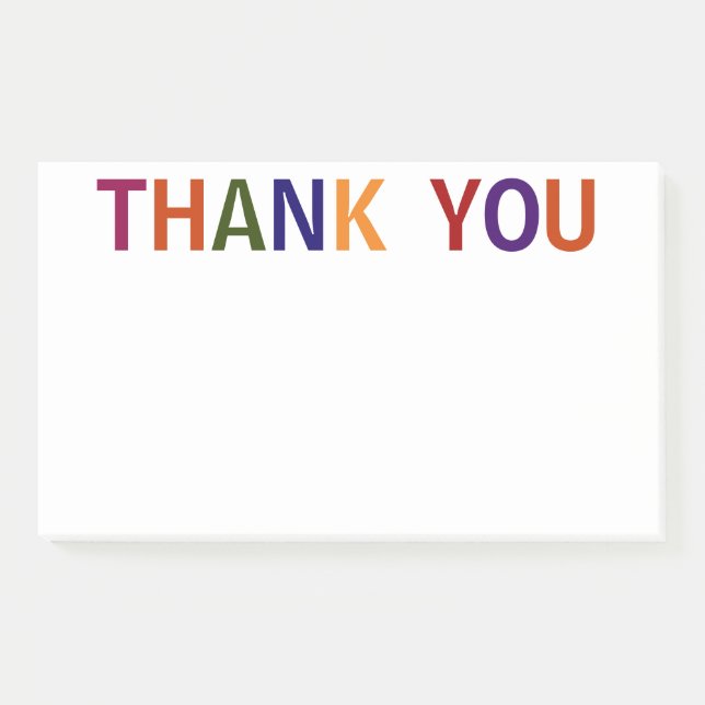 Thank You Multicolored 10 x 6 Post-it Notes (Front)