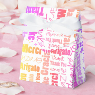 Thank You Multilingual Word Collage Rainbow Colour Favor Box