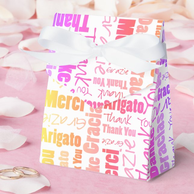 Thank You Multilingual Word Collage Rainbow Colour Favor Box (Wedding)