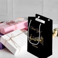 Thank You music notes black gold name