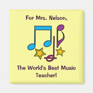 Thank You Music Teacher Customizable Notes & Stars Magnet