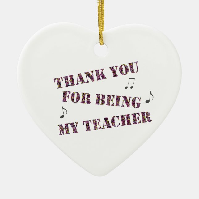 Thank You Music Teacher Instructor Appreciation Ceramic Ornament (Front)