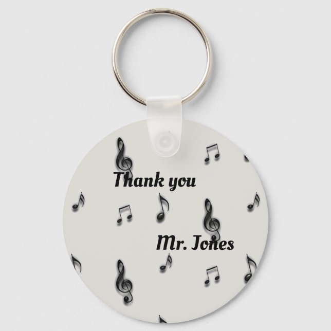Thank You Music Teacher Musical Note Pattern Keychain (Front)