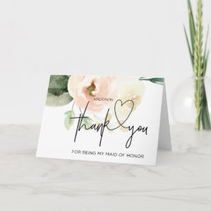 Thank You My Maid of Honor Pink Card From Bride