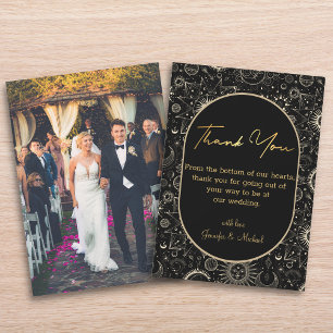 thank you mystical black gold wedding photo card