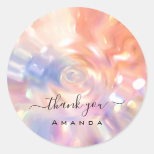 Thank You Name 16th Bridal Pink Holograph Bridal Classic Round Sticker