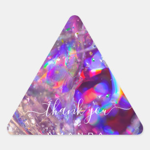 Thank You Name 16th Bridal PurpleHolograph Crystal Triangle Sticker