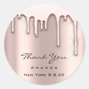 Thank You Name 16th Bridal Rose Drip VIPS Classic Round Sticker