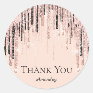 Thank You Name 16th Bridal Rose Drips VIP Lux Classic Round Sticker