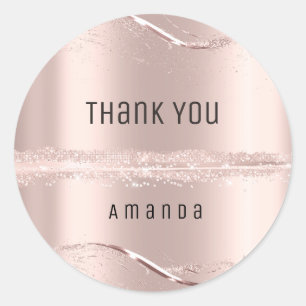 Thank You Name 16th Bridal Rose Glitter Blush Lux Classic Round Sticker