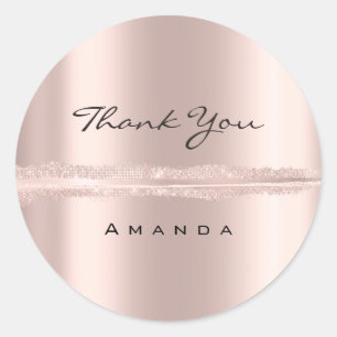 Thank You Name 16th Bridal Rose Glitter Blush Mini Classic Round Sticker