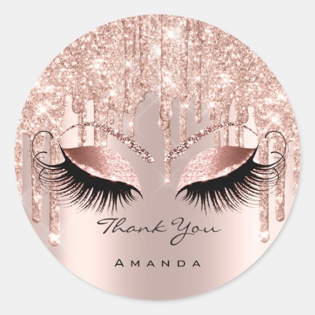 Thank You Name 16th Bridal Rose Glitter Eyes Classic Round Sticker (Front)