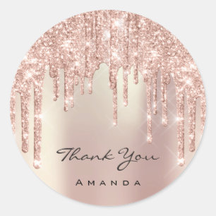 Thank You Name 16th Bridal Rose Glitter glam Classic Round Sticker