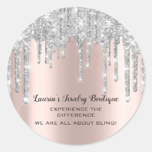 Thank You Name 16th Bridal Rose Glitter Silver Cla Classic Round Sticker
