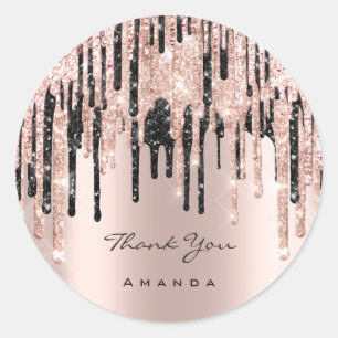 Thank You Name 16th Bridal Rose Glitter Spark Classic Round Sticker