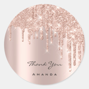 Thank You Name 16th Bridal Rose Glitter Spark VIP Classic Round Sticker