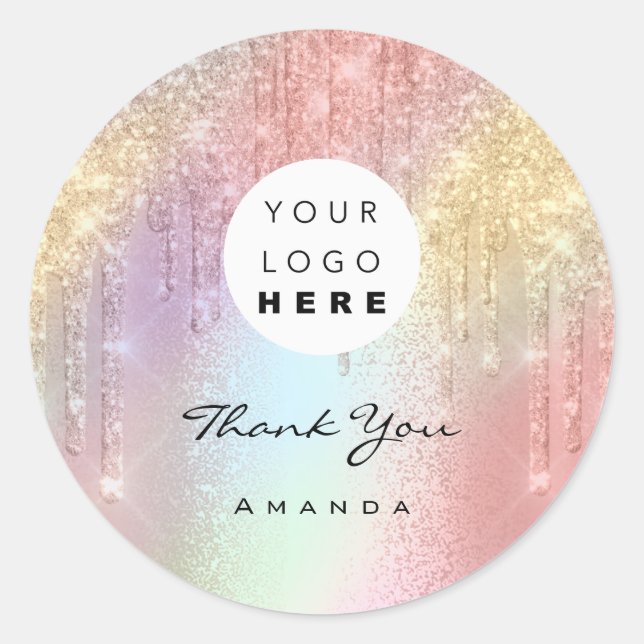 Thank You Name 16th Bridal Rose QrCode Holograph  Classic Round Sticker (Front)