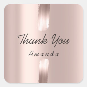 Thank You Name 16th Bridal Rose Strokes Blush Lux Square Sticker