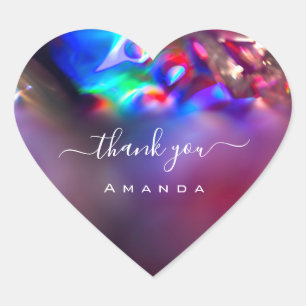 Thank You Name 16th Bridal WeddingHolograph Purple Heart Sticker